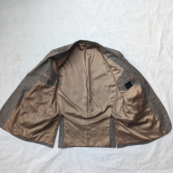 Van Heusen Brown 2 Button Suit Jacket Blazer Men 42 Reg Bamboo Wool - Picture 6 of 9